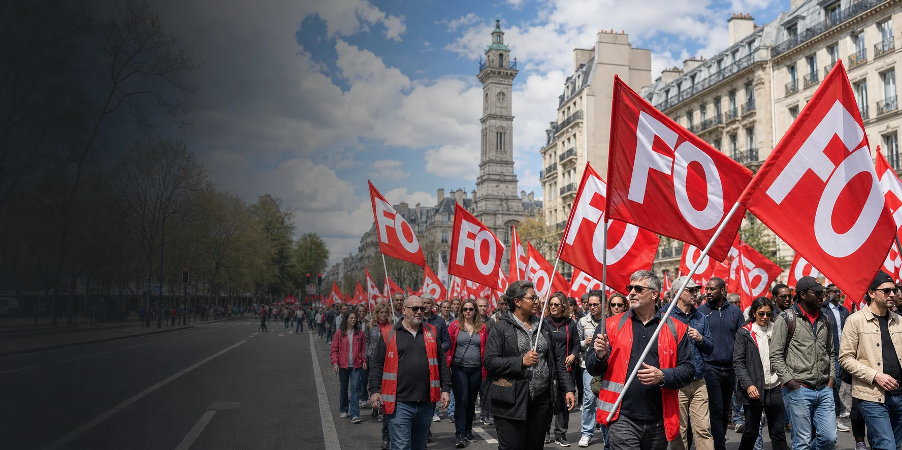 Manifestation Force Ouvrière dans les rues de Paris