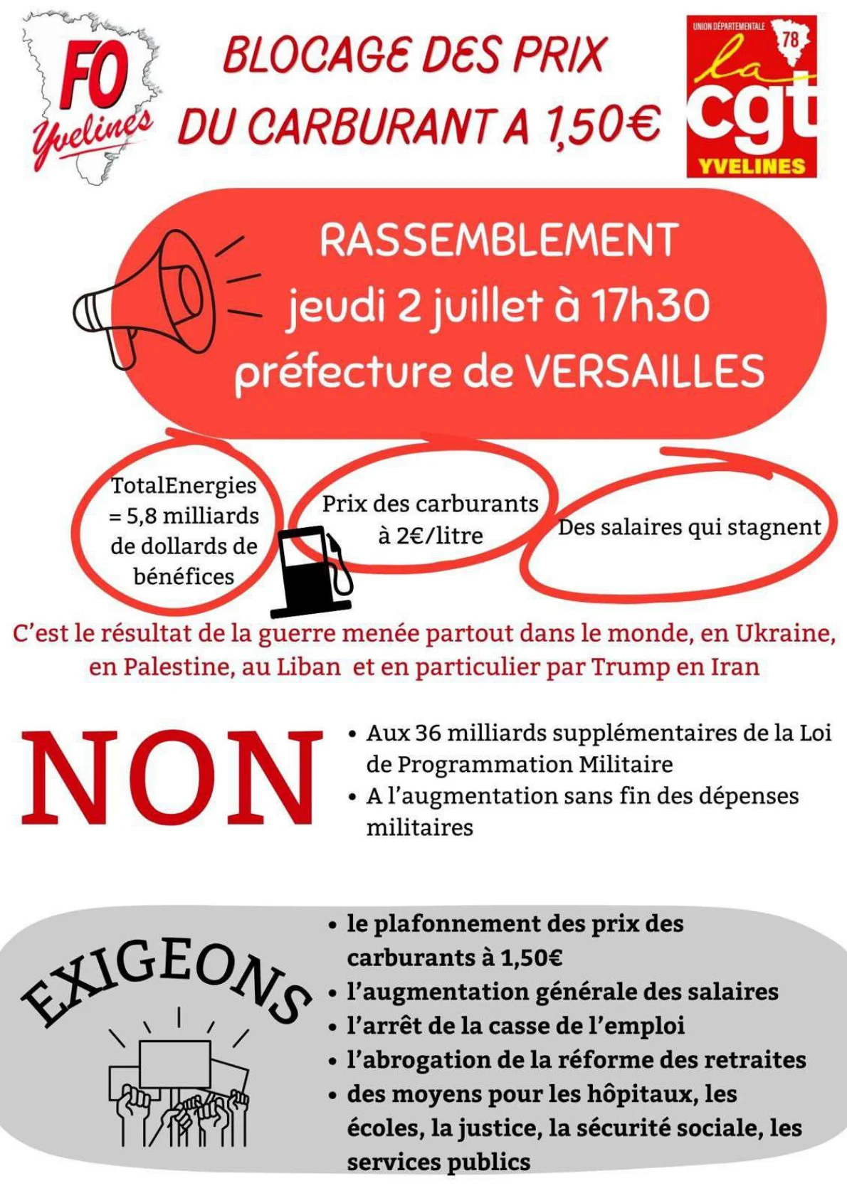 Blocage des prix du carburant à 1,50 €