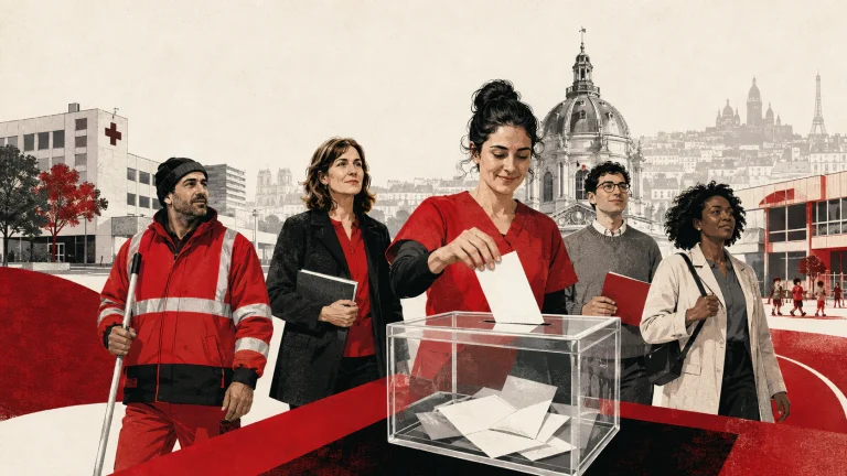 Agents des services publics parisiens participant à un vote professionnel