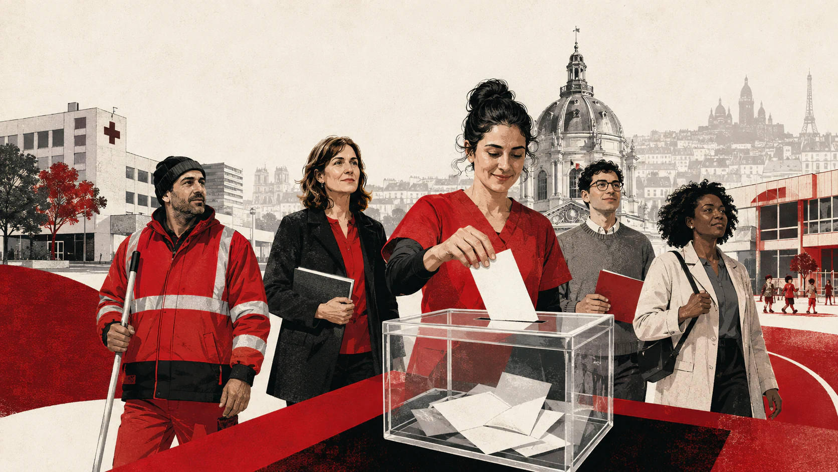 Agents des services publics parisiens participant à un vote professionnel